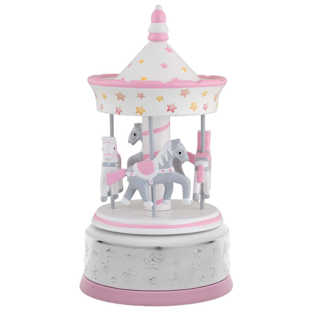 GIOSTRA CARILLON IN LEGNO TETTO STELLINE ROSA CON FASCIA ARGENT